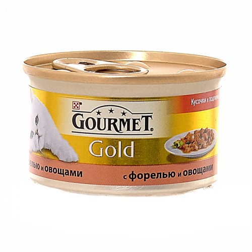 Gourmet Gold кусочки в подливе с форелью и овощами 85г ж\б